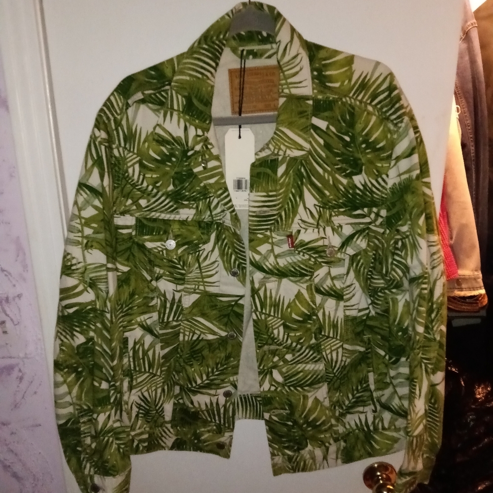 LEVIS Premium Big E Trucker Jean Jacket Tropical Fern Green Men's L